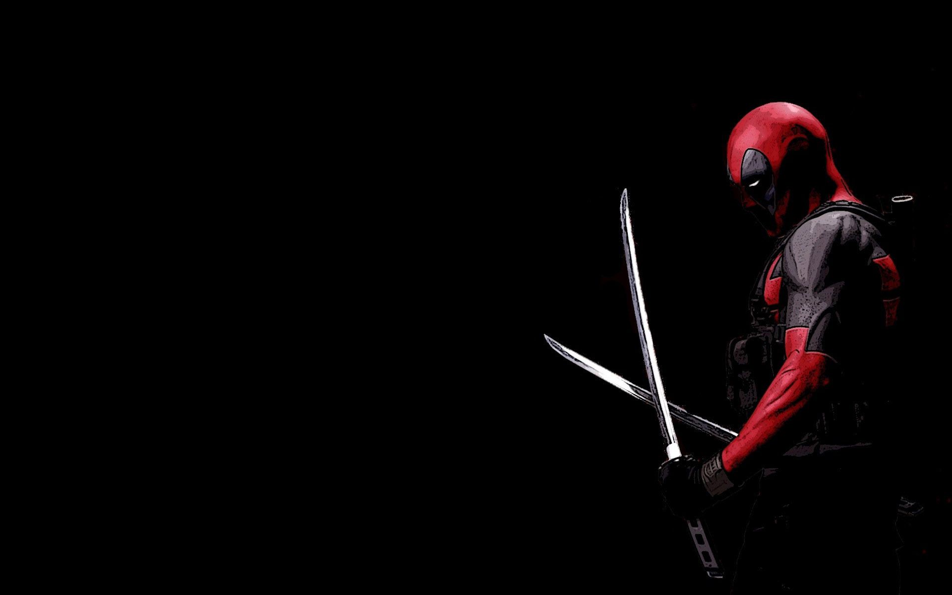 Deadpool con katane sfondo nero, mercenario, 1920x1200 WUXGA, Laptop