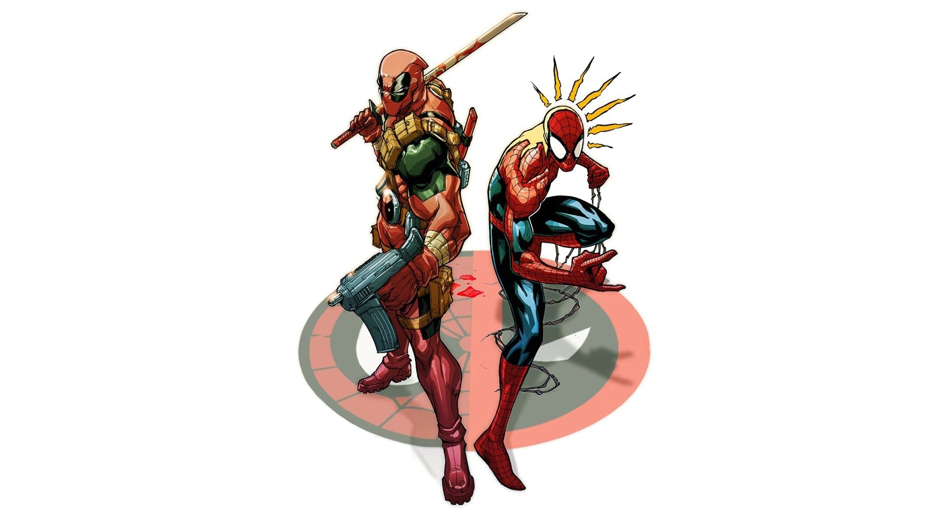 Deadpool e Spider-Man seduti, mercenario, 1920x1080 Full HD 1080p, Desktop
