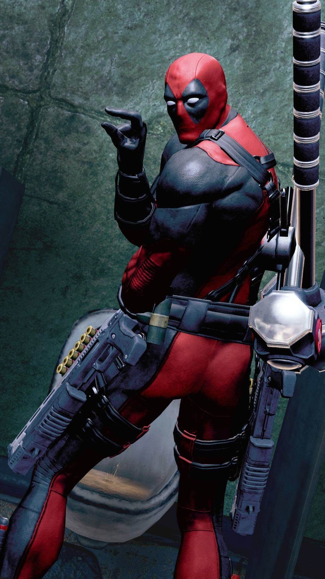 Deadpool con armi, 1080x1920 Verticale, Telefono