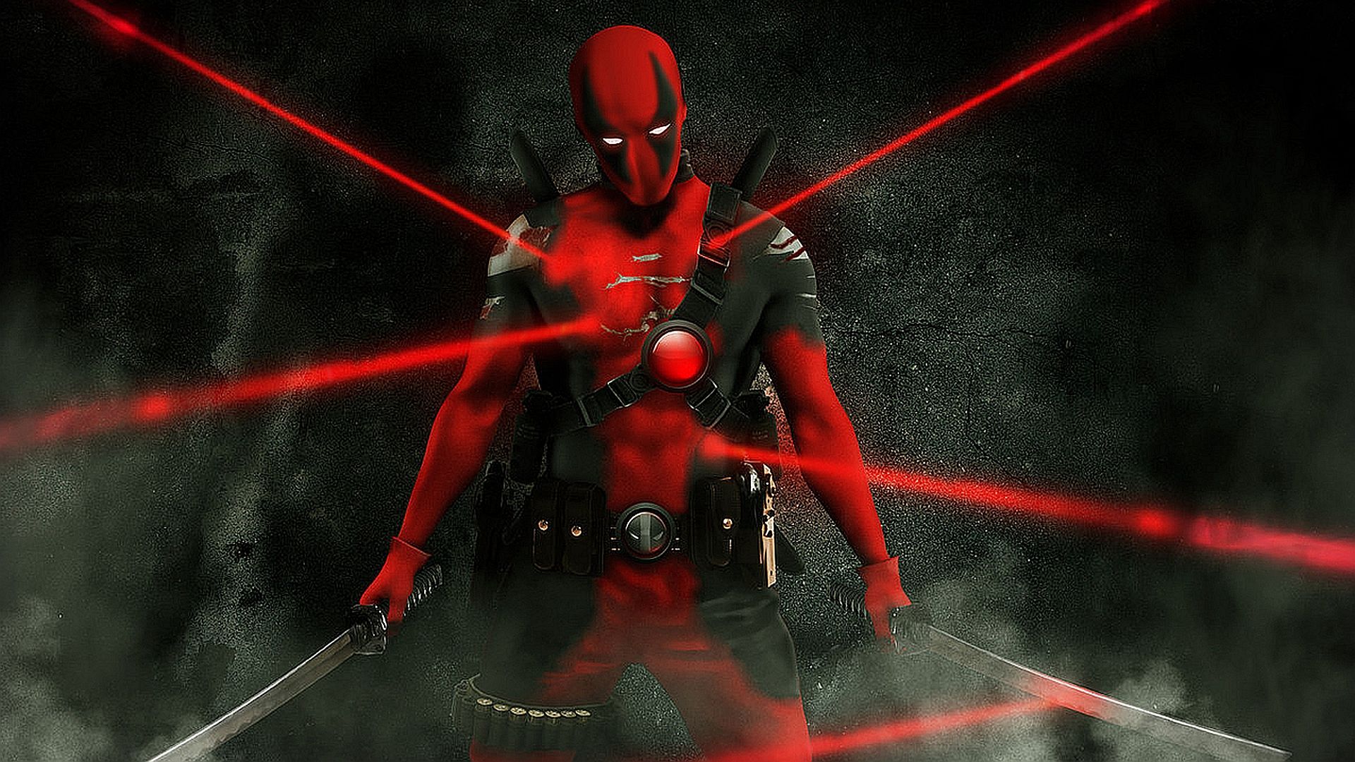 Deadpool con laser rossi, 1920x1080 Full HD 1080p, Laptop