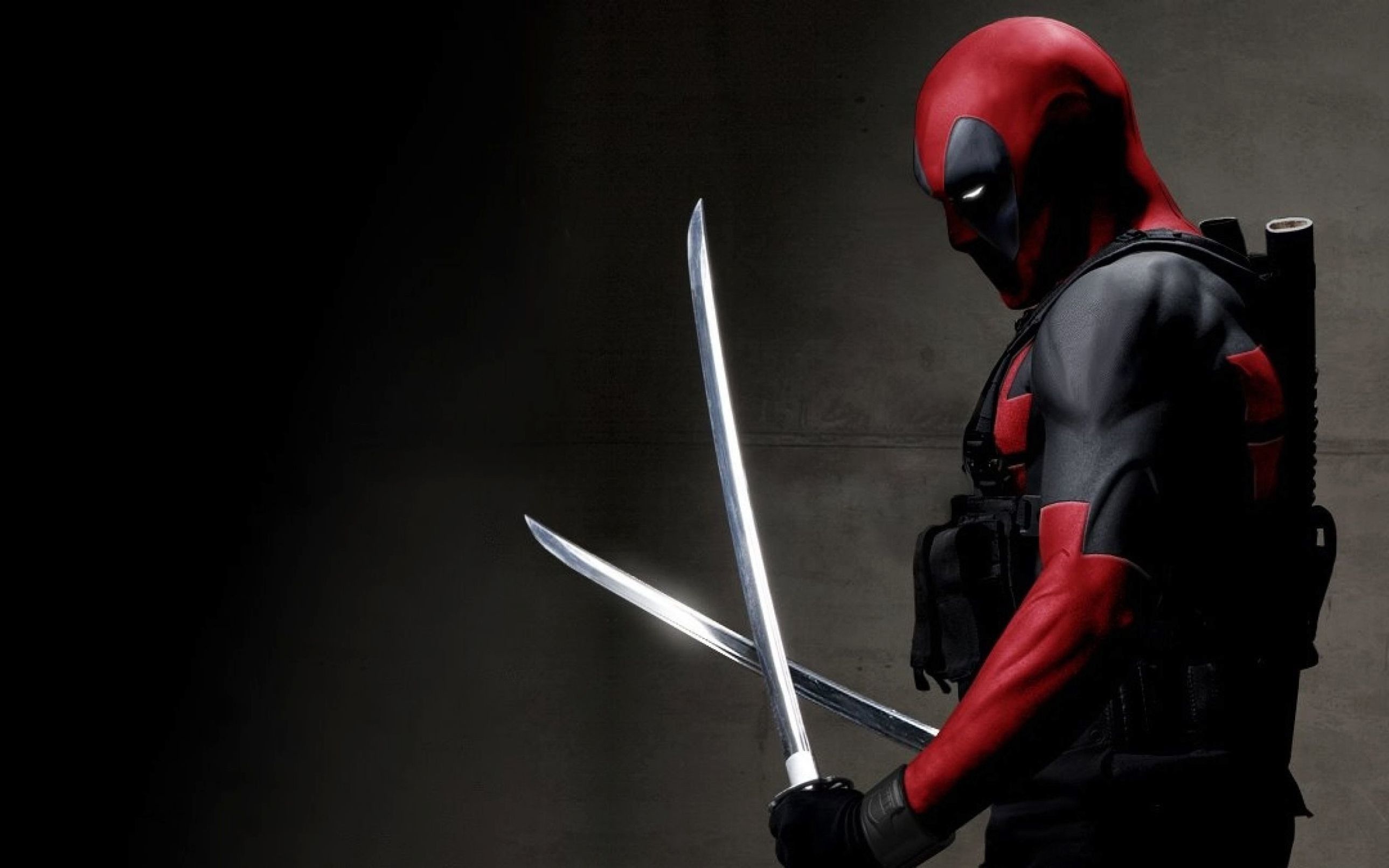 Deadpool con katane su nero, 2578x1611 WQXGA, PC