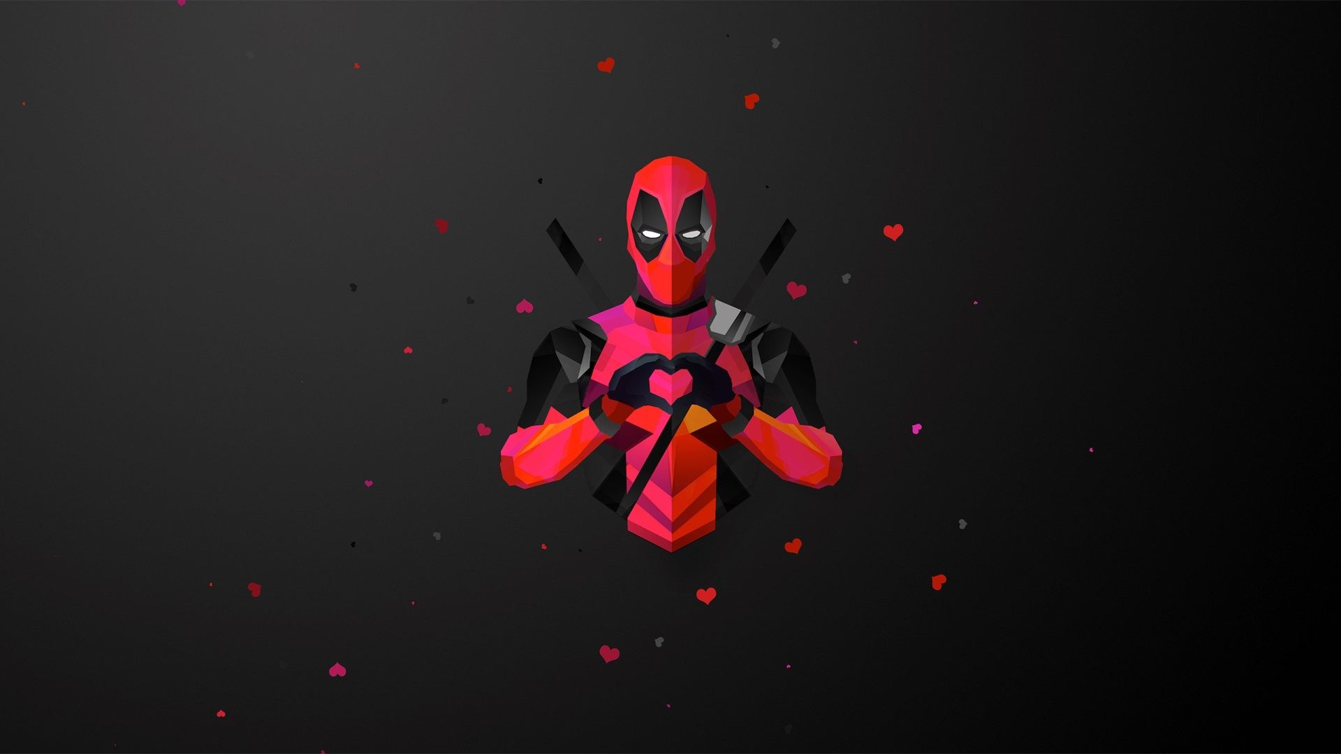 Deadpool minimalista cuori rossi, 1920x1080 1080p, Desktop