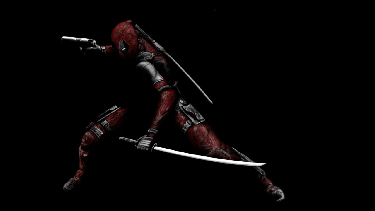 Deadpool silhouette rossa nera, 1920x1080 Full HD, Desktop