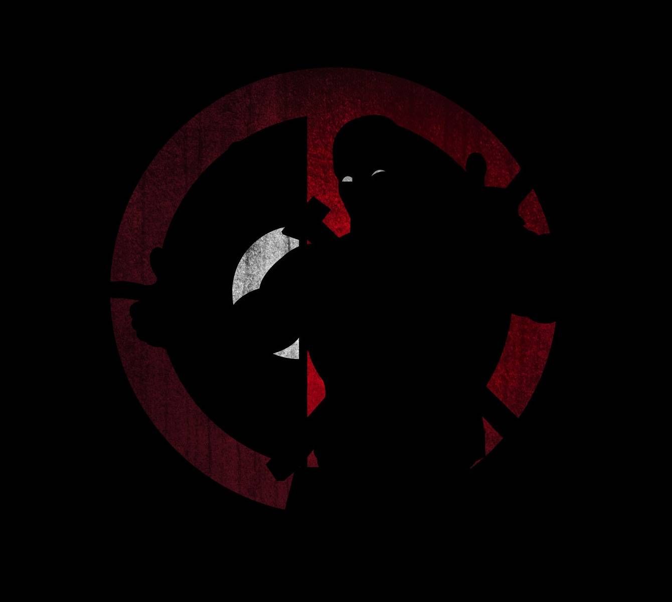 Deadpool sagoma nera logo rosso, 1340x1200 HD, Desktop