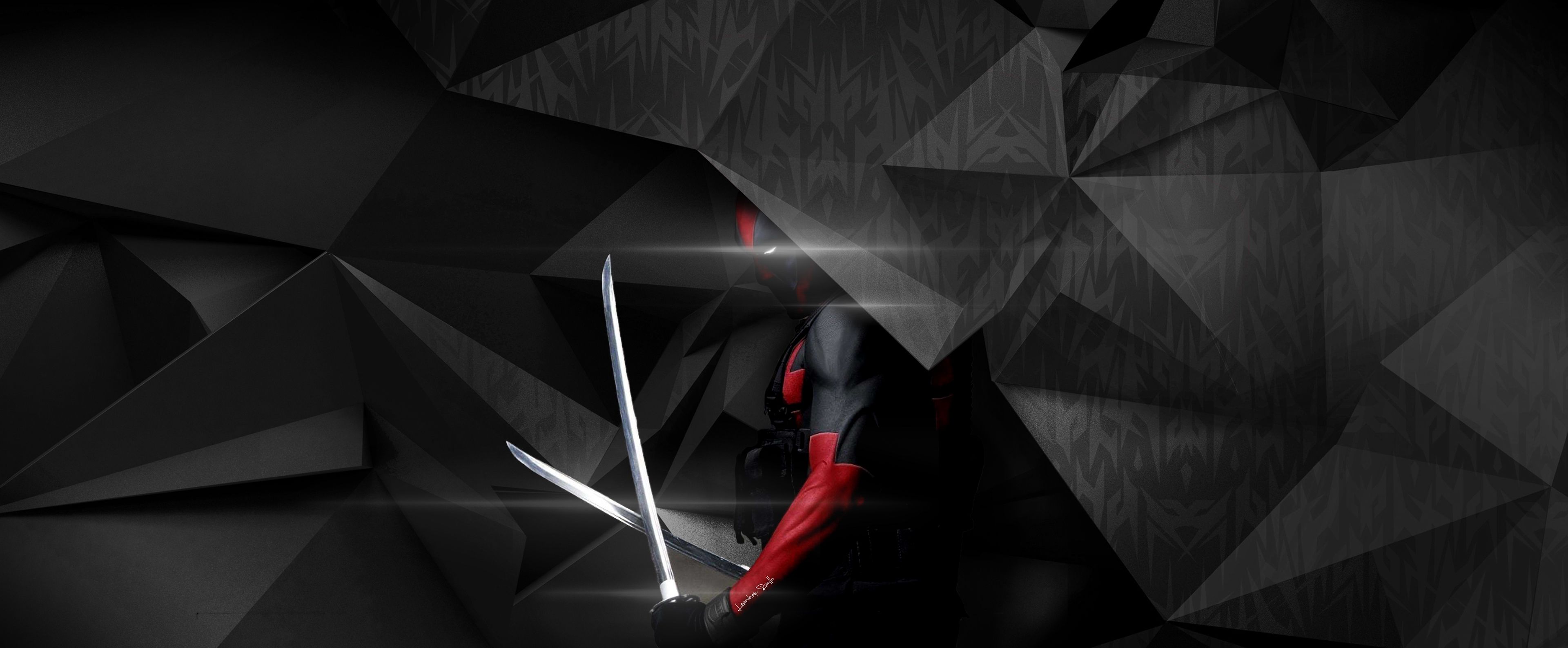 Deadpool spade sfondo nero, 3840x1587 Panoramico, Dual Screen