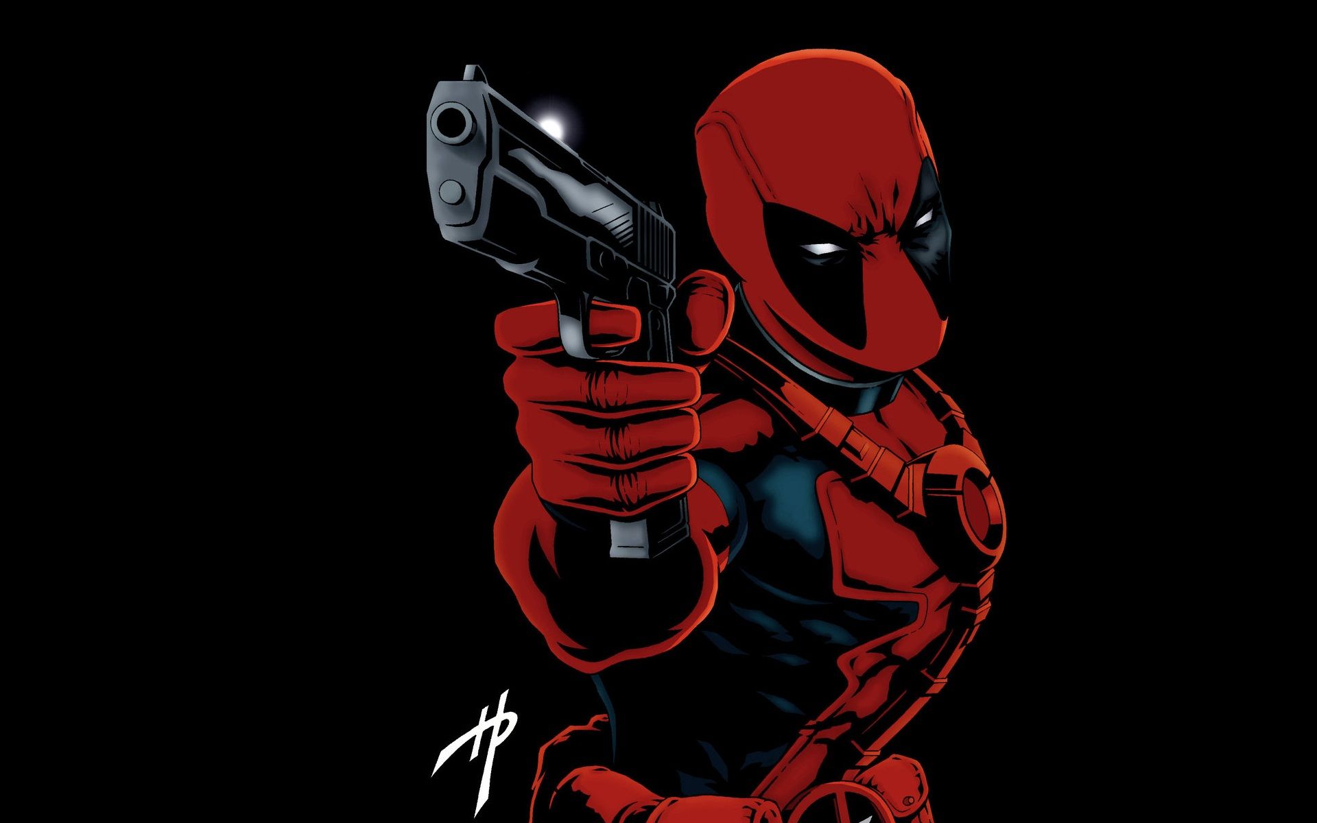 Deadpool con pistola sfondo nero, 1920x1200 WUXGA, Laptop