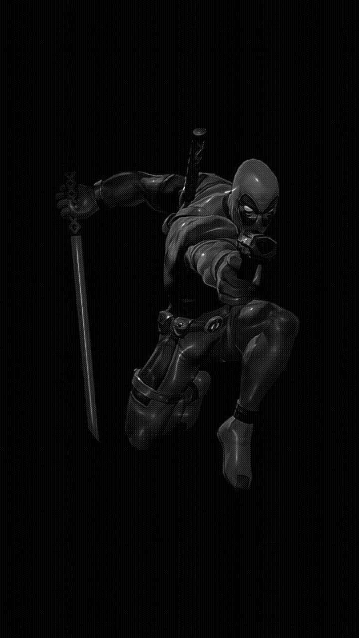 Deadpool nero con spada, mercenario, 720x1280 Full HD Verticale, iPhone