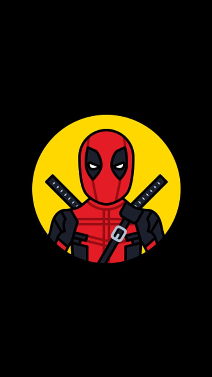 Deadpool sfondo nero, 728x1294 Full HD Verticale, iPhone