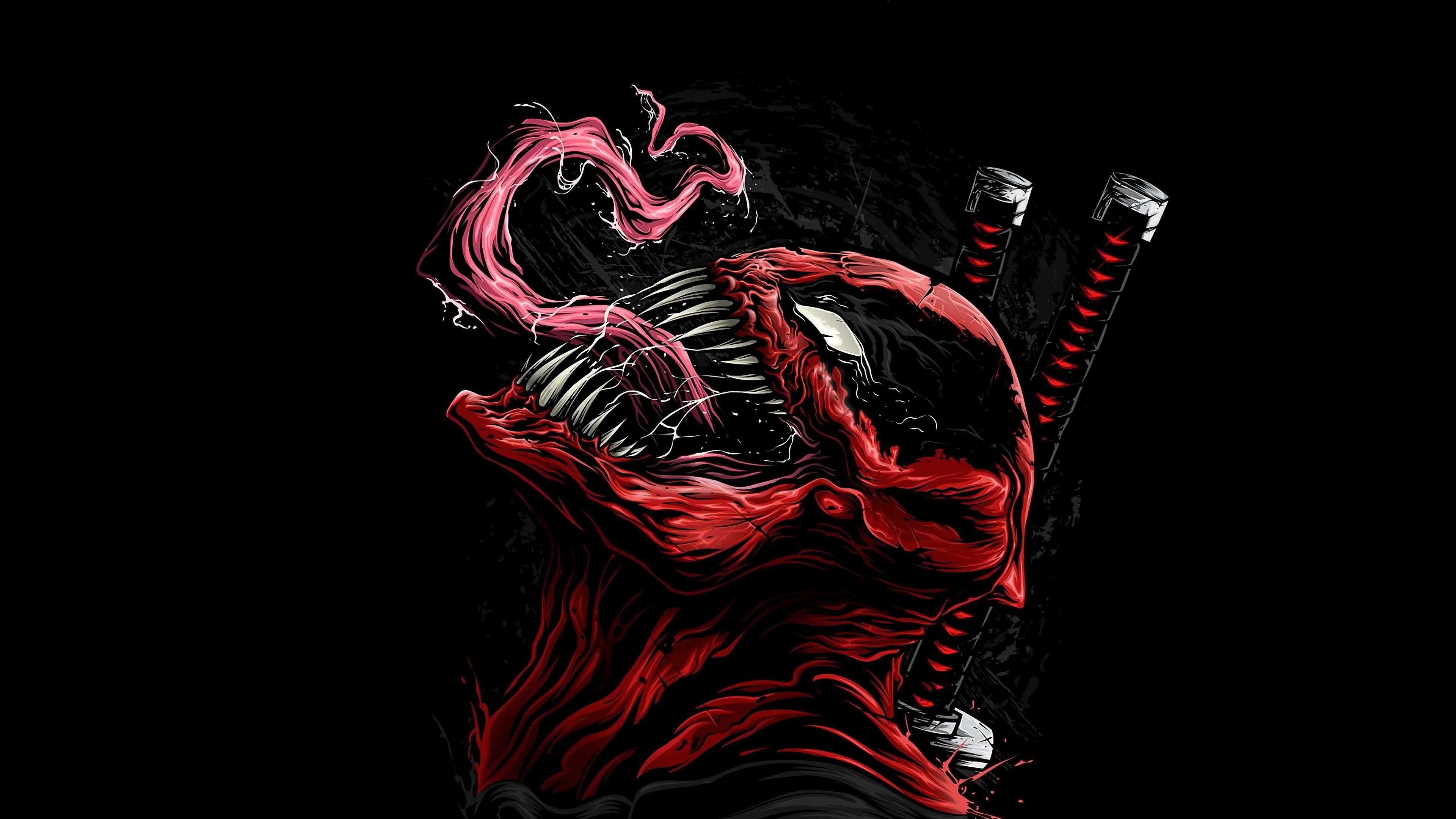 Venom Deadpool crossover nero, simbionte, 3840x2160 Ultra HD, 4K TV