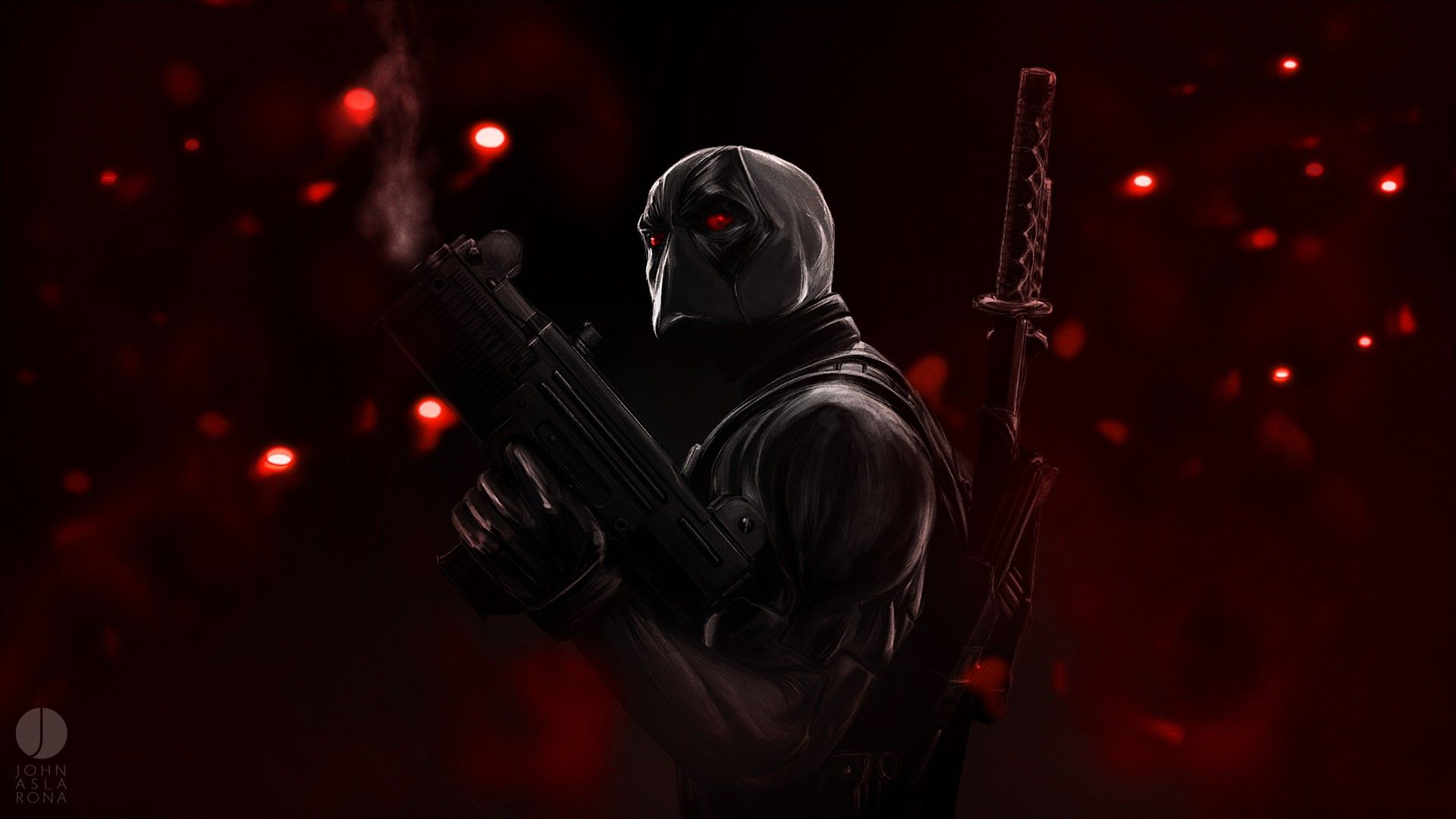 Deadpool con armi nero, 1920x1080 Full HD, PC