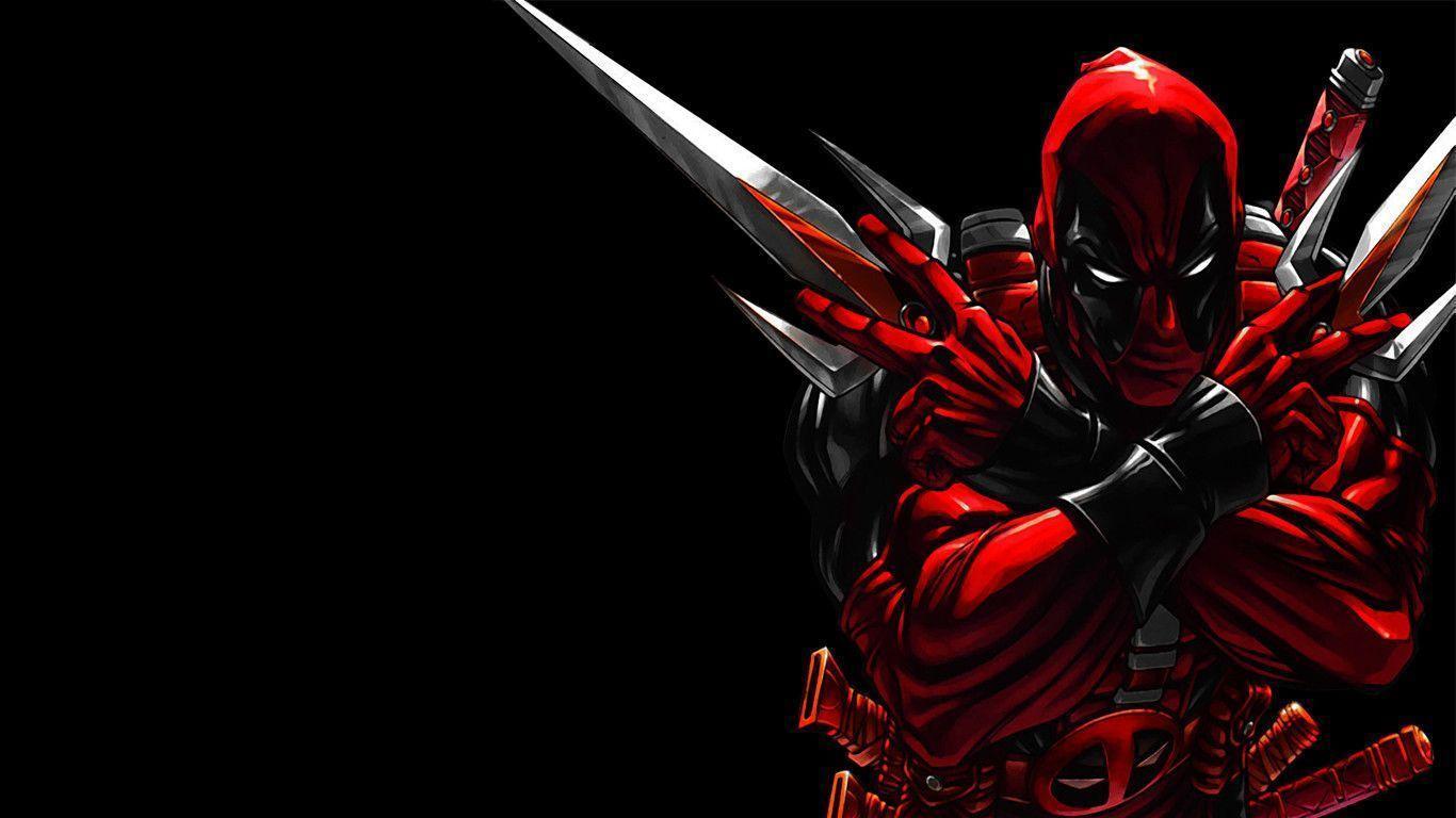 Deadpool su sfondo nero, 1366x768 HD, Desktop