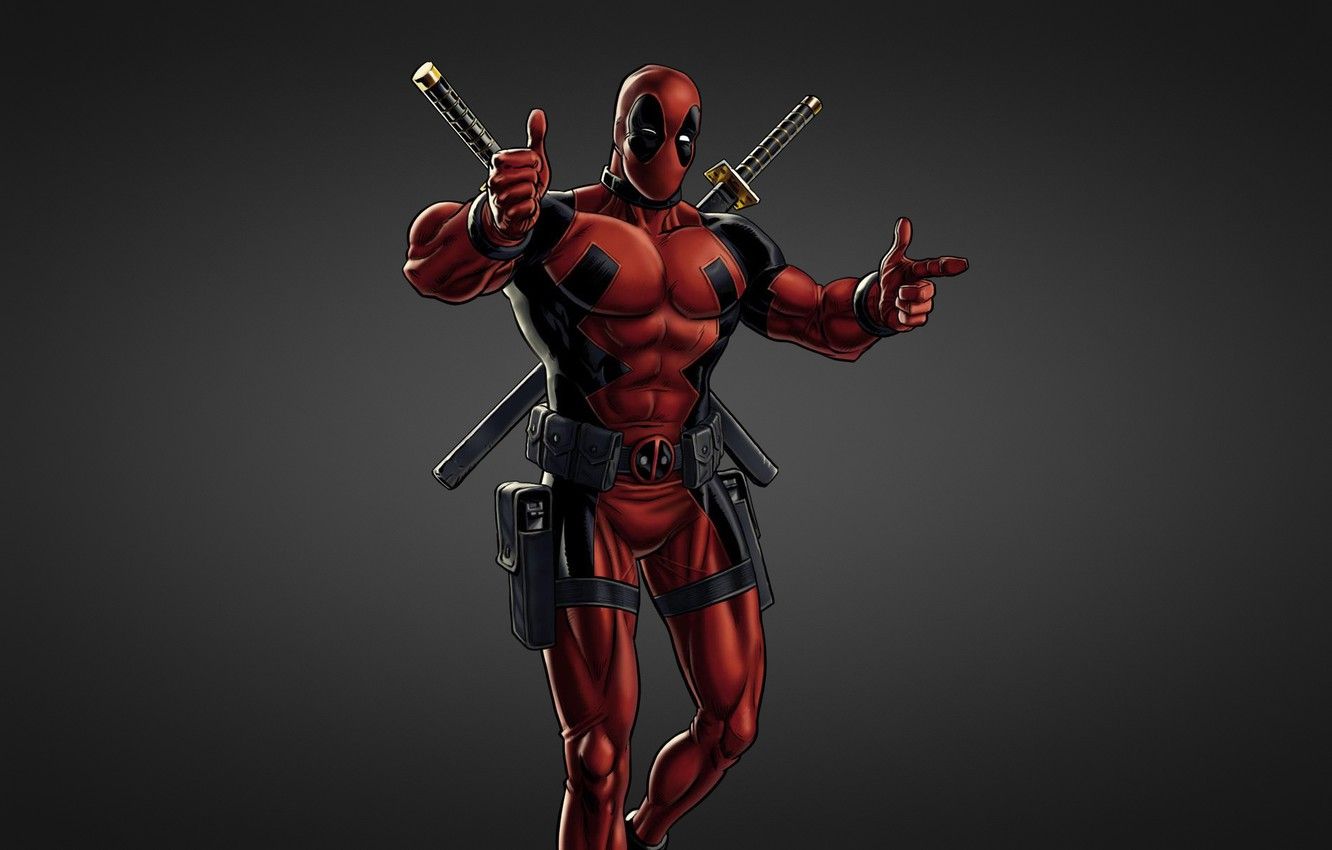 Deadpool con katane nero, 1024x1024 HD, Desktop
