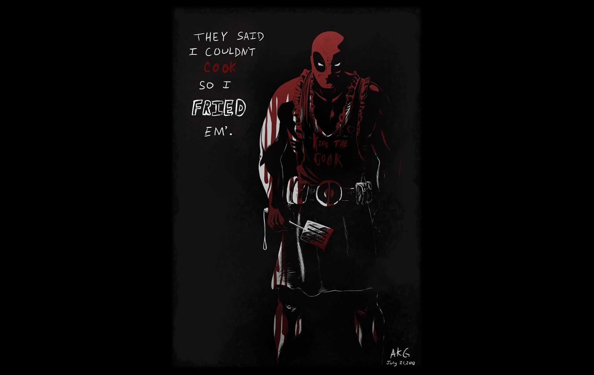 Deadpool su sfondo nero, 1600x900 HD Ready, Desktop