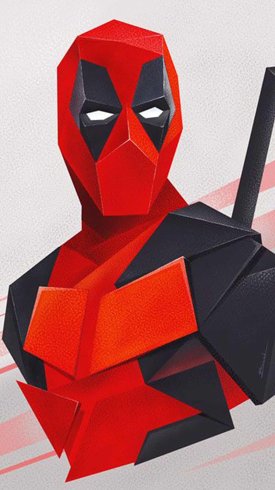 Deadpool low poly rosso nero, 1080x1920 Full HD Verticale, iPhone