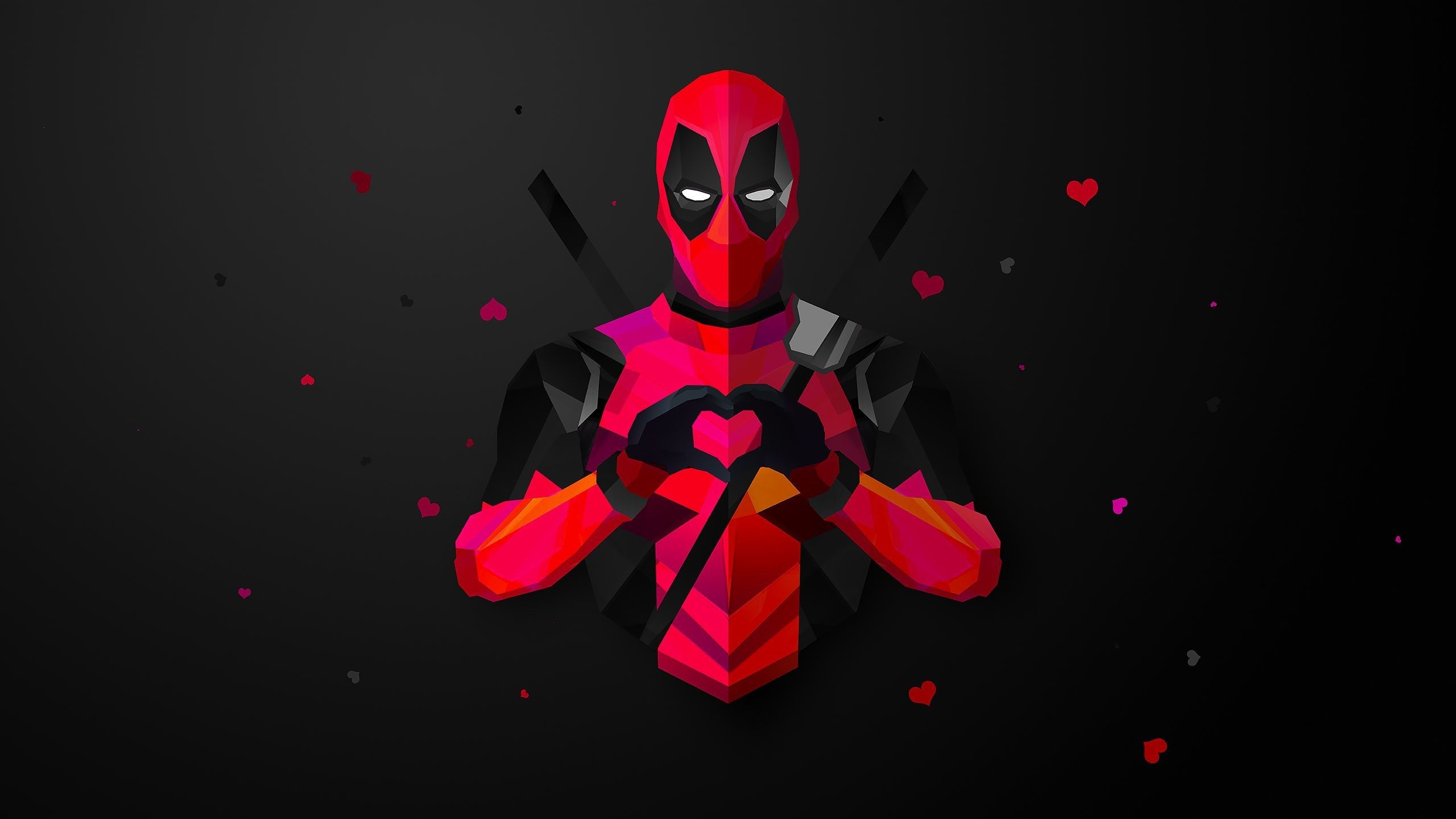 Deadpool low poly cuore, 2560x1440 QHD, Monitor Gaming
