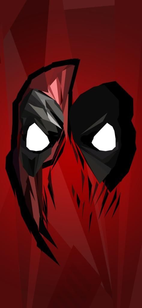 Maschera Deadpool rossa nera, 473x1024 Verticale, iPhone