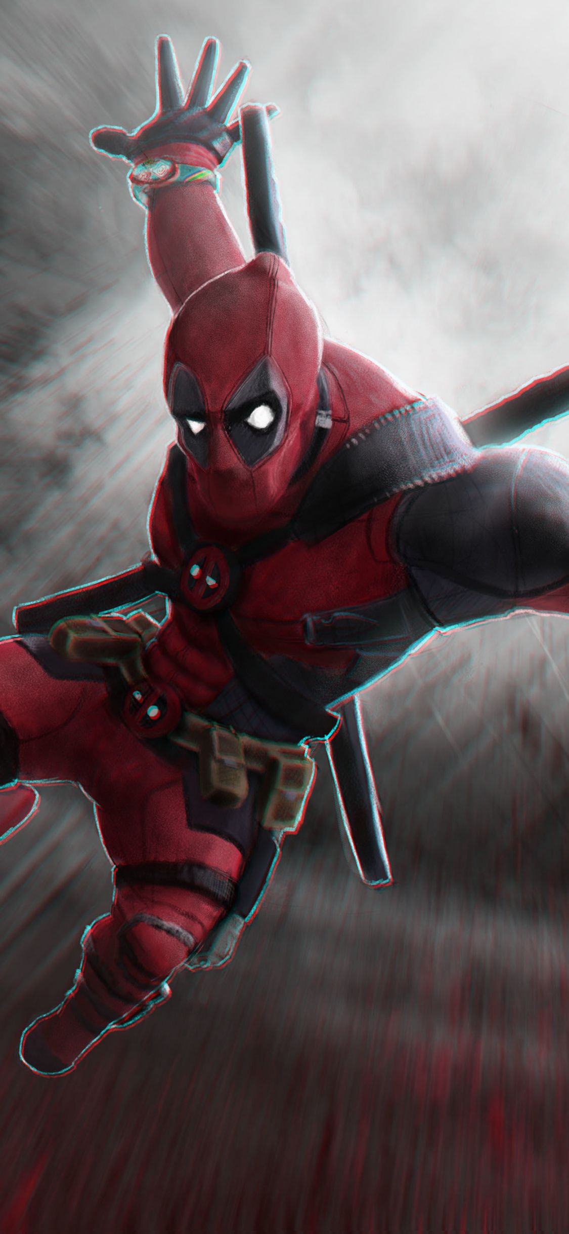 Deadpool in azione, Marvel, 1125x2436 Full HD Verticale, iPhone