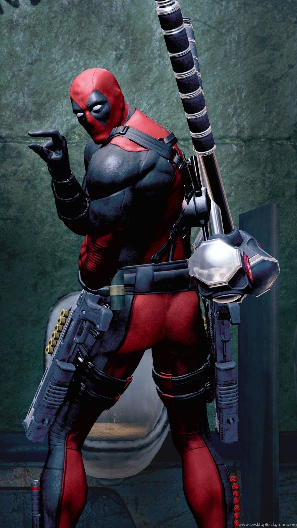 Deadpool con spada e armi, 1024x1820 Verticale, iPhone Pro Max