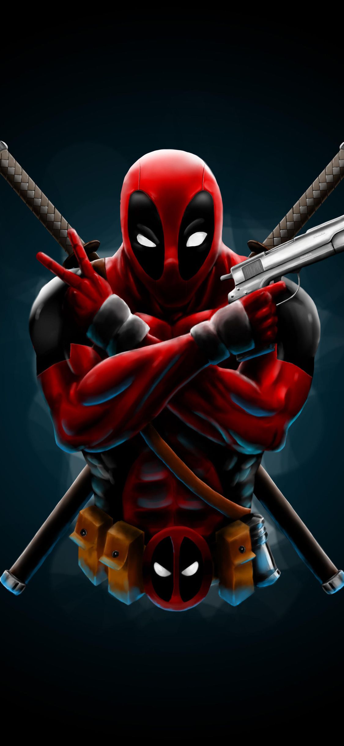 Deadpool con katane incrociate, 1125x2436 Verticale, iPhone Air