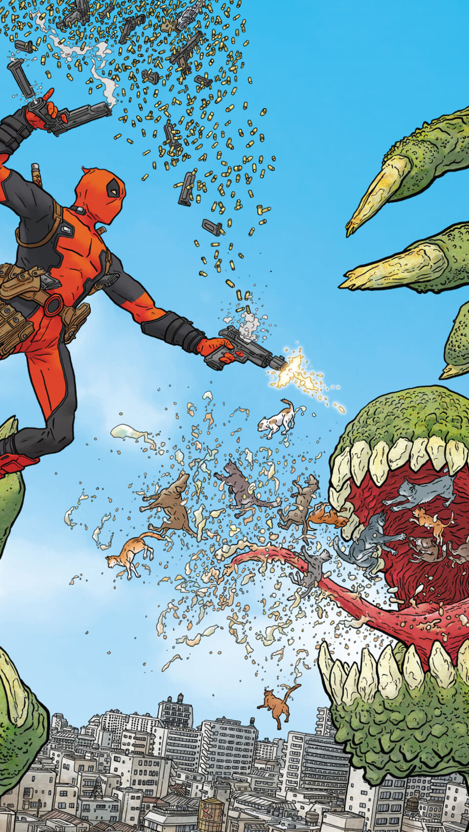 Deadpool combatte dinosauri giganti, 960x1704 Verticale, iPhone Pro