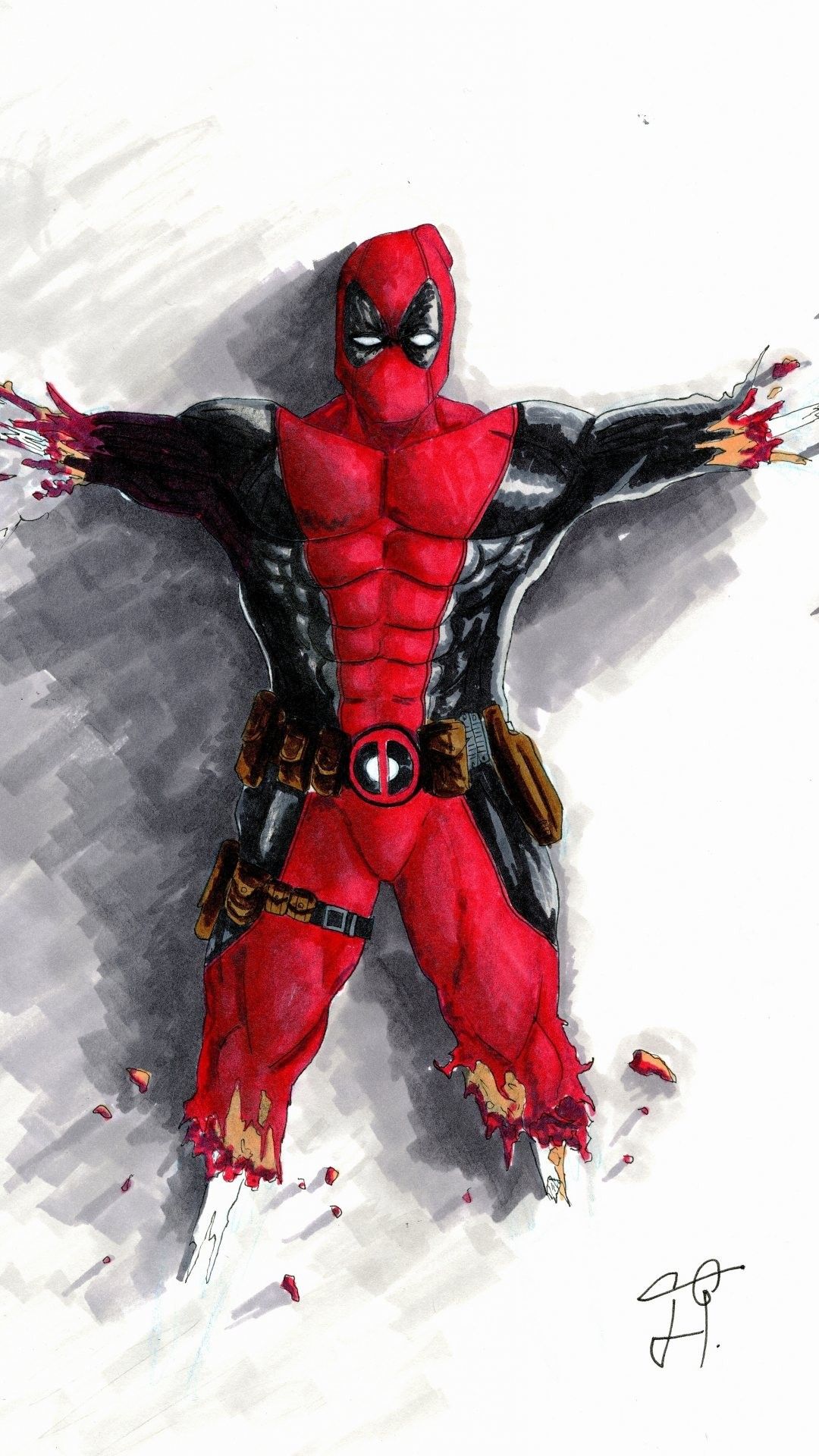 Deadpool illustrazione ad acquerello, 1080x1920 Full HD Verticale, iPhone Air