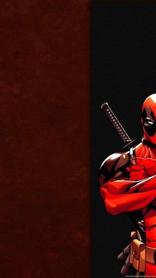 Deadpool con katana, rosso, 640x1136 Verticale, iPhone Air