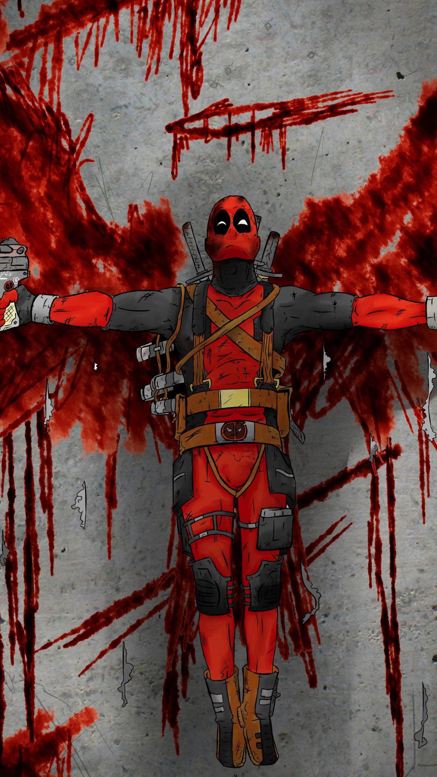Deadpool con schizzi di sangue, 1440x2560 Verticale, iPhone Air