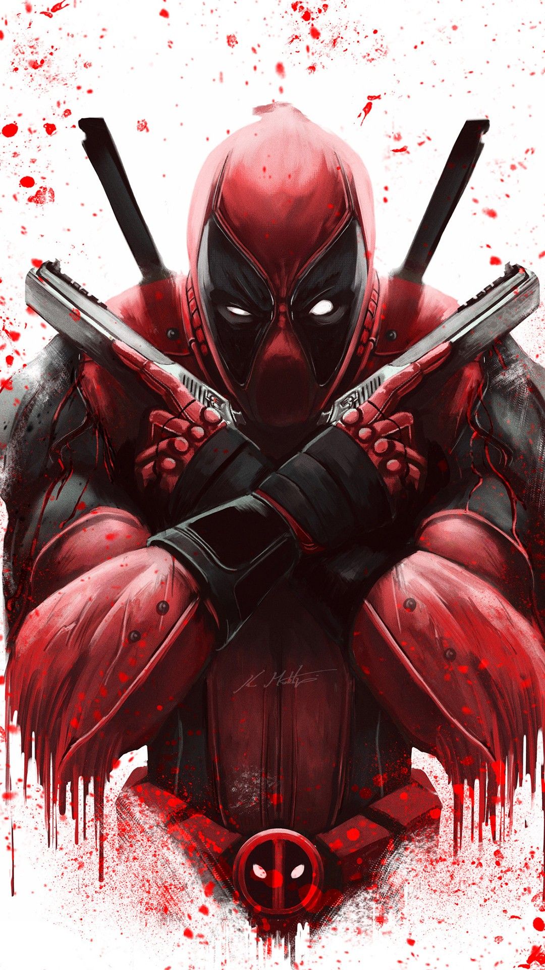 Deadpool con pistole, 1080x1920 Verticale, iPhone Pro