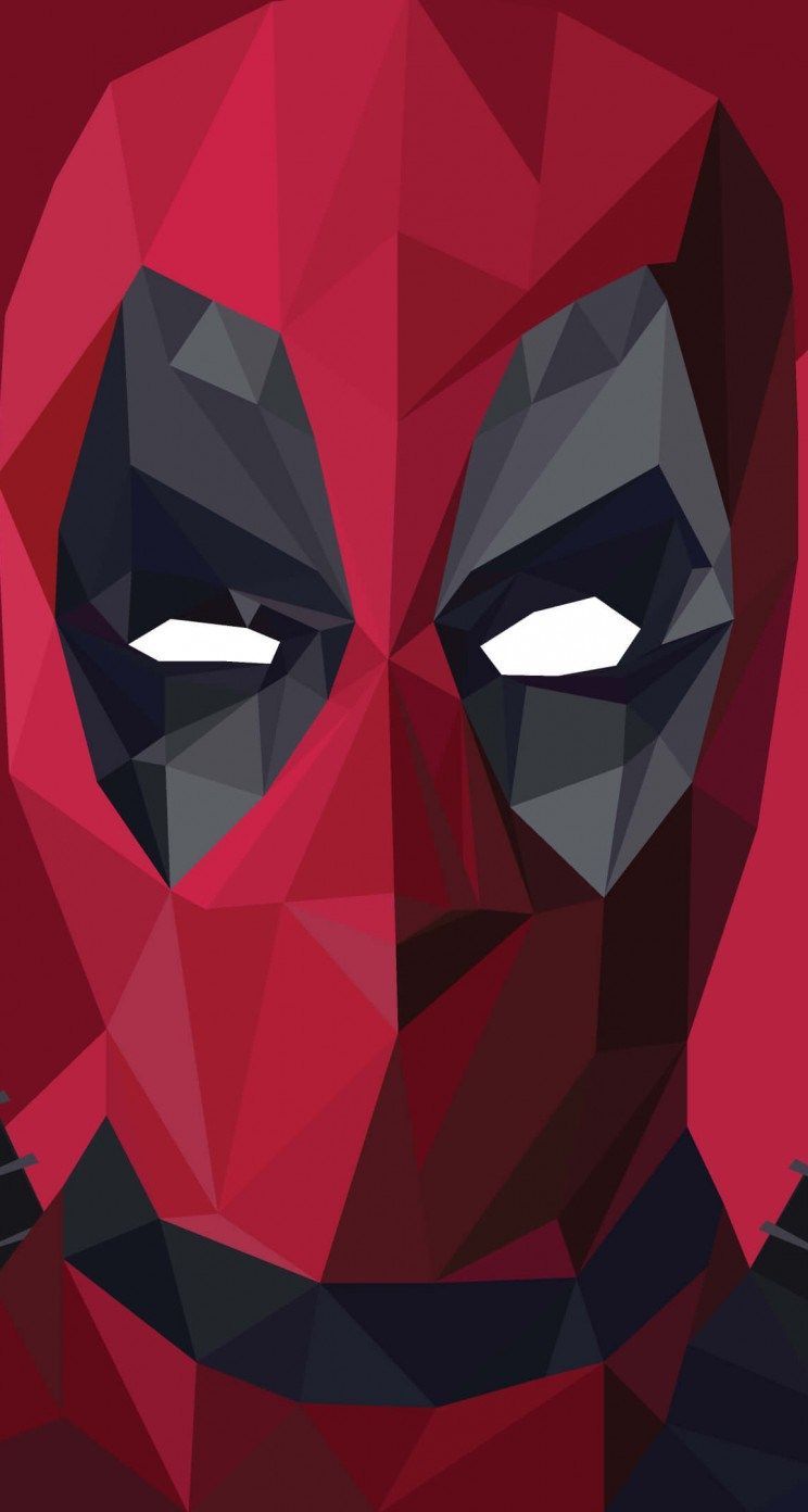 Deadpool poligonale rosso, 744x1392 Full HD Verticale, iPhone Plus