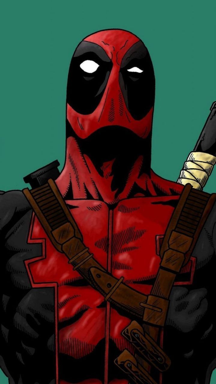 Deadpool cartoon con spada, 720x1280 Verticale, iPhone