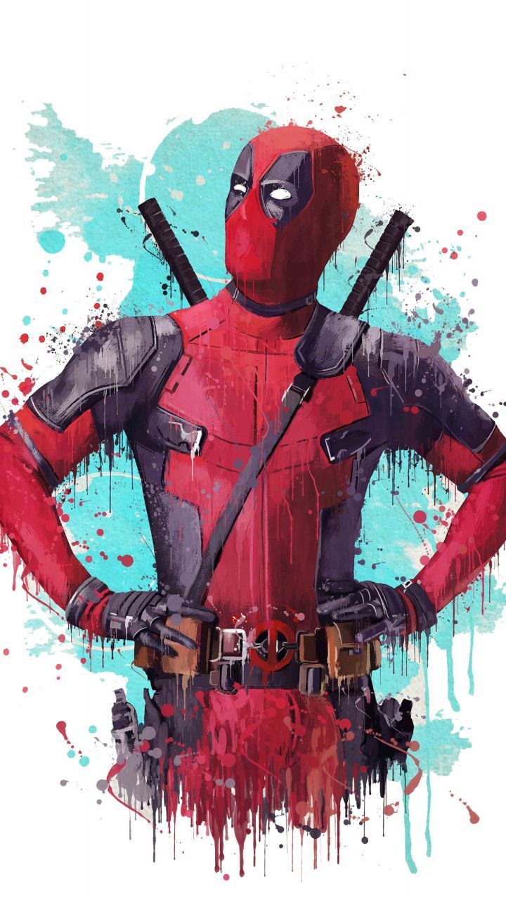 Deadpool artwork acquerello, 720x1280 Verticale, iPhone Plus