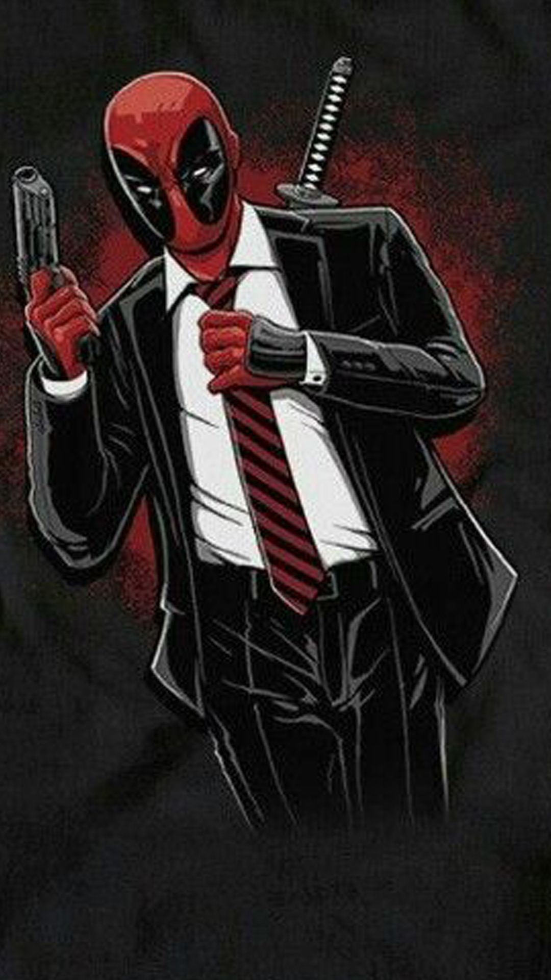 Deadpool in abito con katana, 1080x1920 Full HD Verticale, iPhone