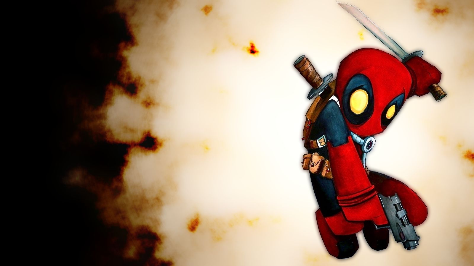 Deadpool con zaino, sfondo bianco, 1280x720 720p, PC