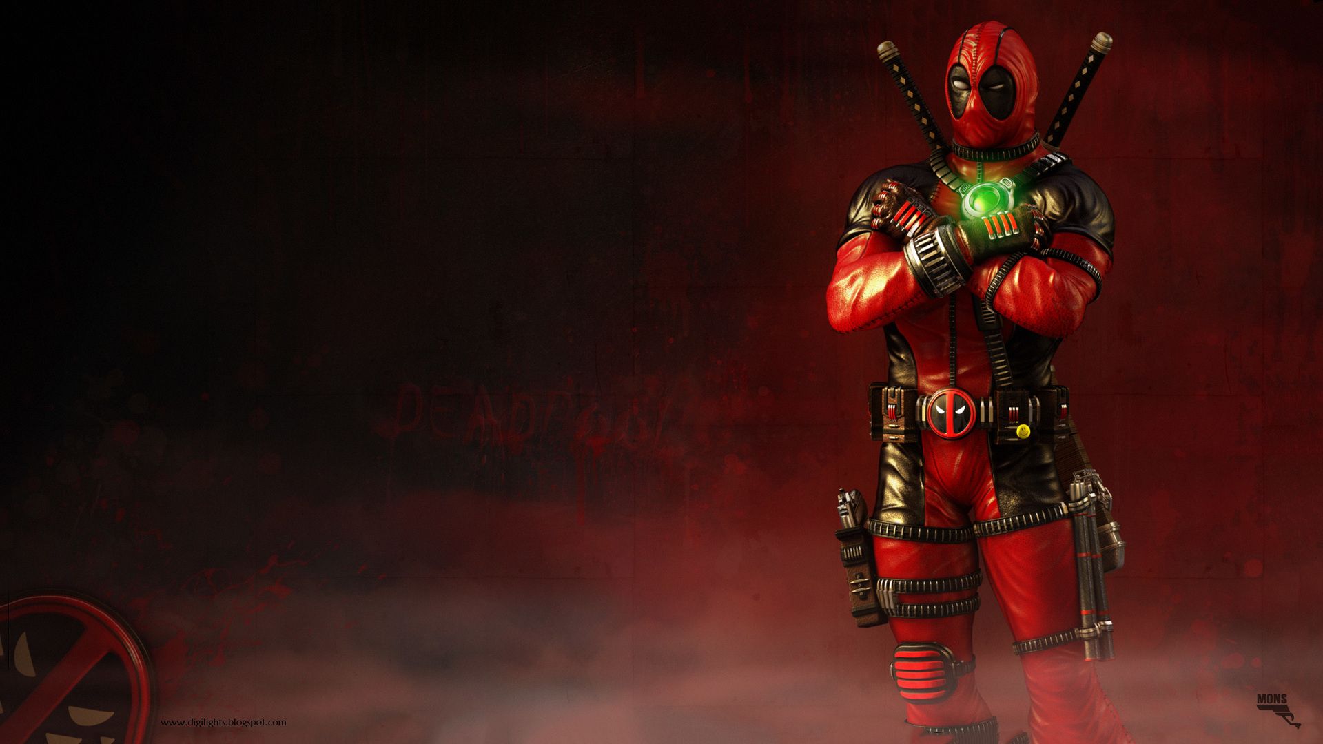 Deadpool 3D artwork rosso, 1920x1080 1080p, PC Desktop