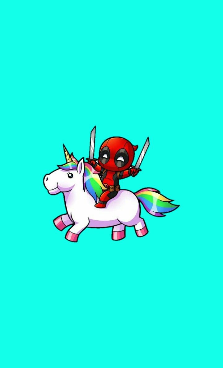Deadpool su unicorno cartoon, 720x1184 Verticale, Telefono