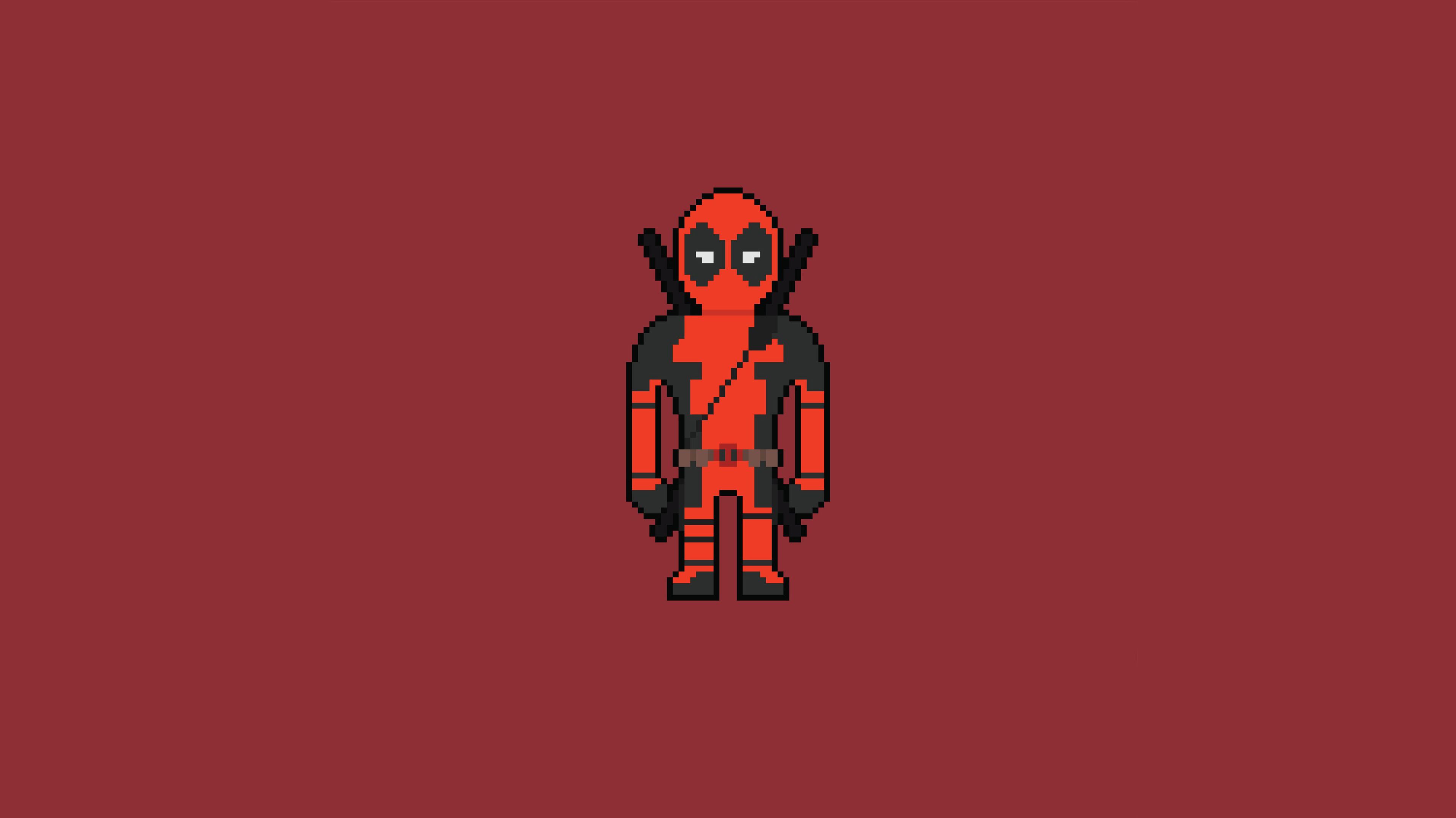Deadpool pixel art minimalista, 3840x2160 4K Ultra HD, Desktop