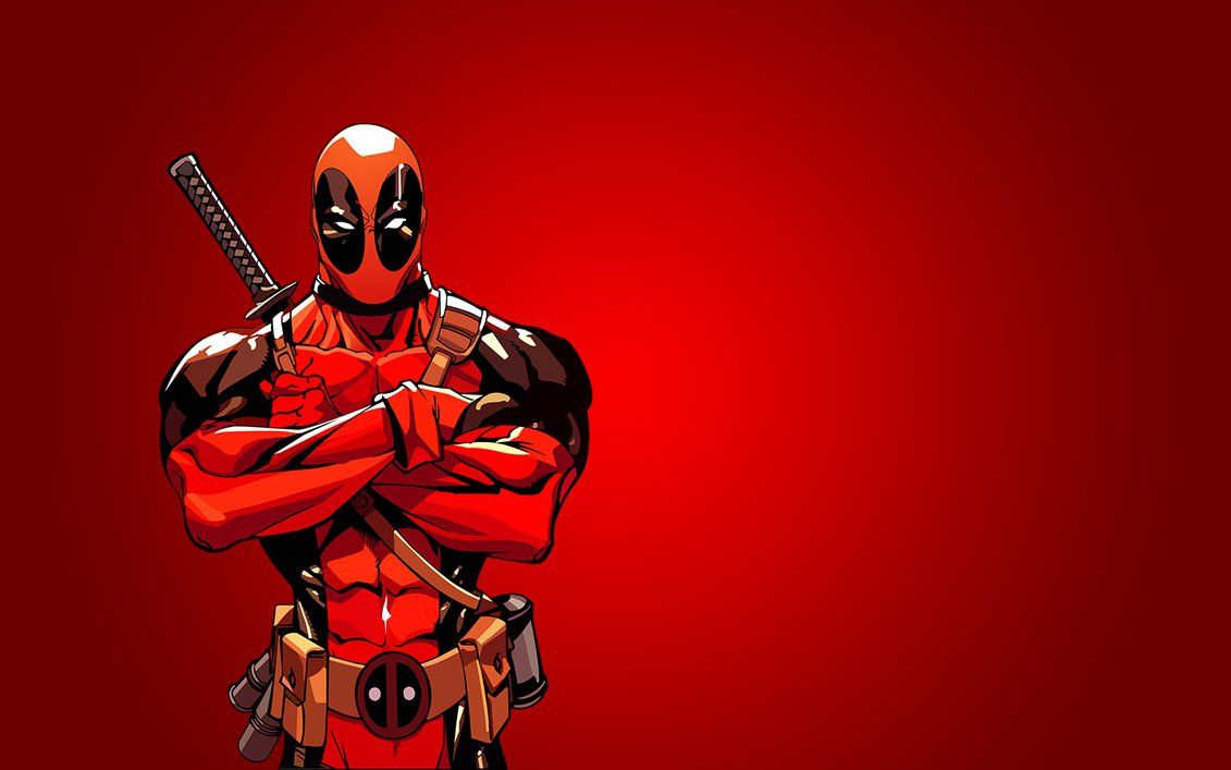 Deadpool con katana sfondo rosso, 1131x707 HD, PC