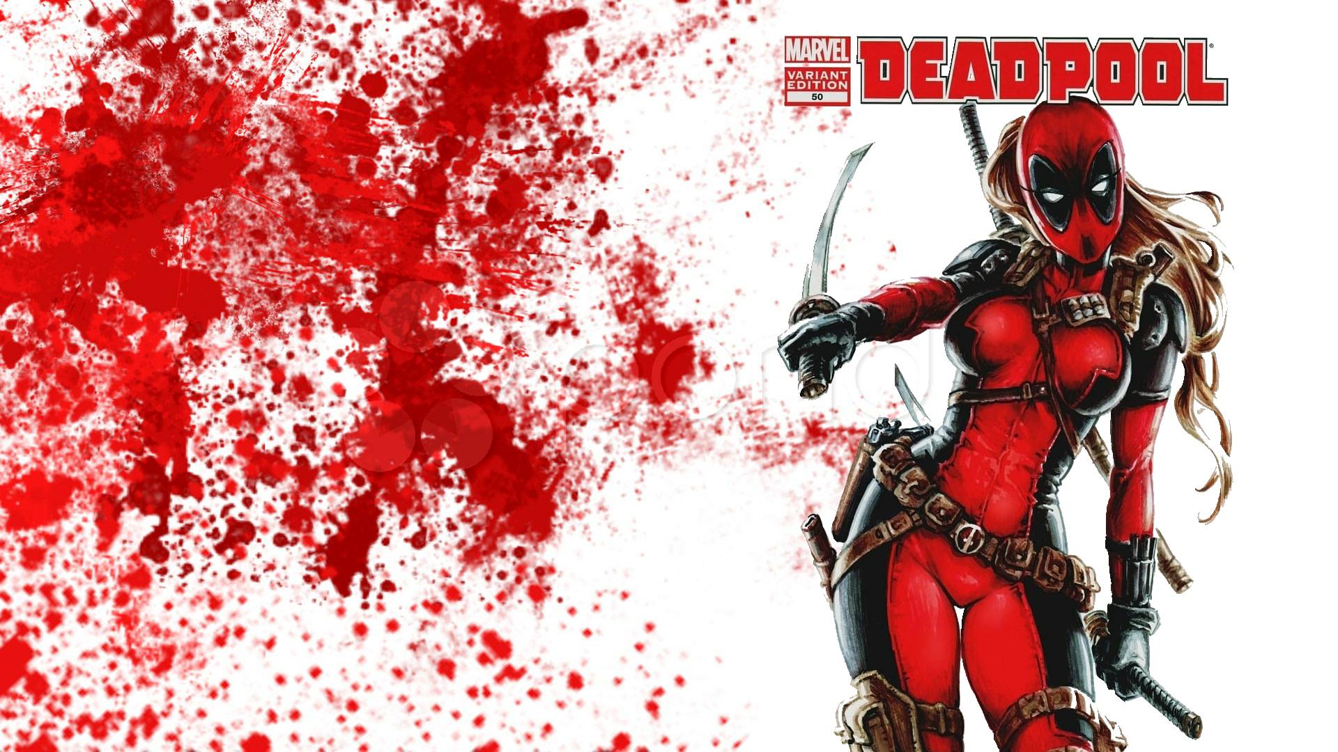 Lady Deadpool schizzi sangue, 1920x1080 Full HD 1080p, Desktop