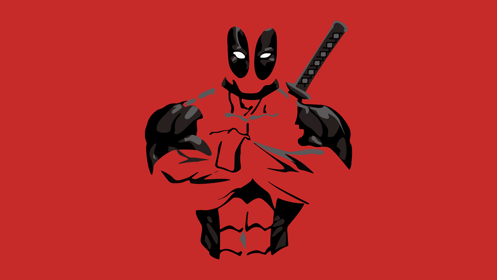 Deadpool minimalista sfondo rosso, 1600x900 HD Ready, PC