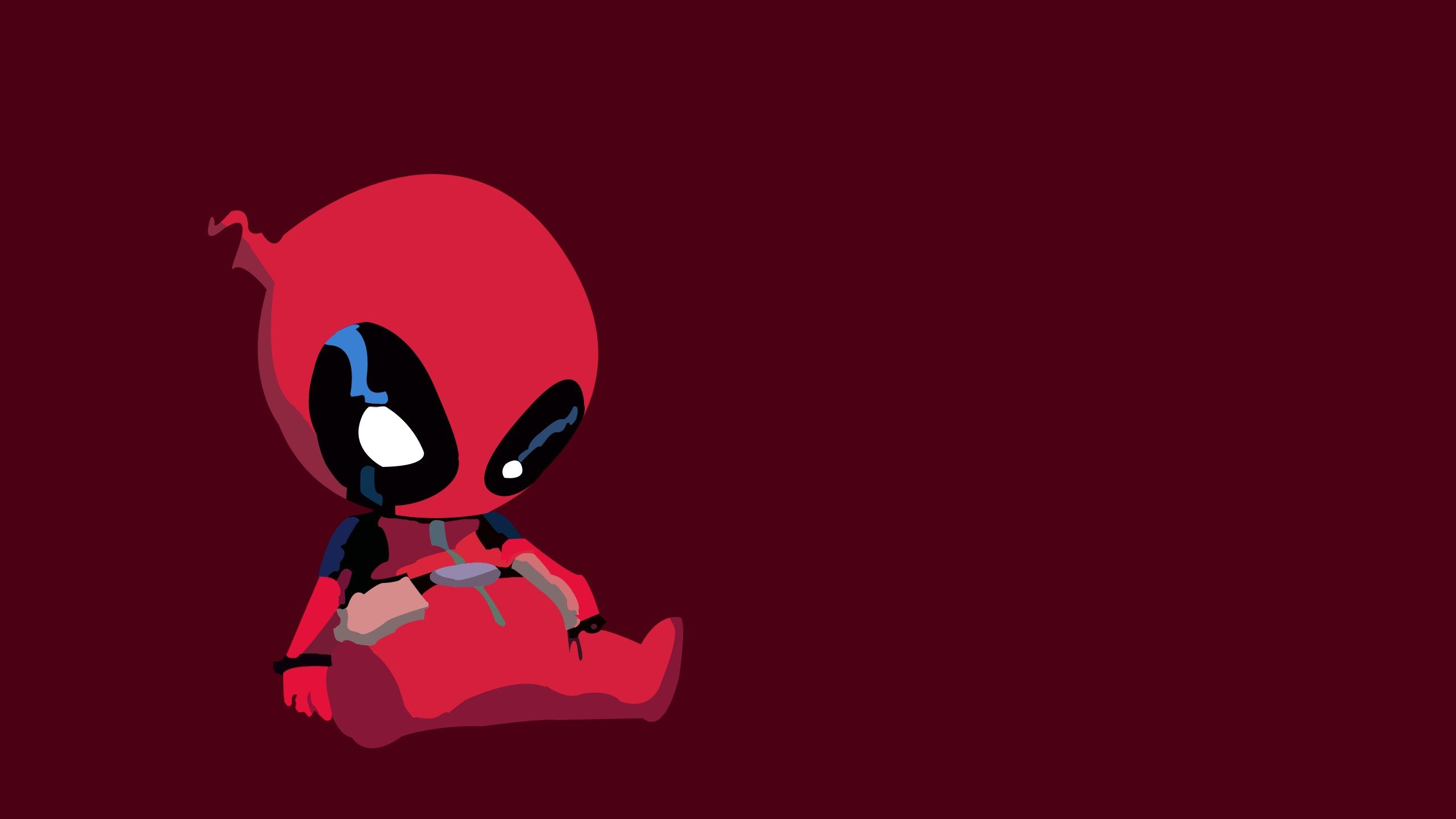 Deadpool cartoon minimalista rosso, 2560x1440 2K, Monitor Gaming