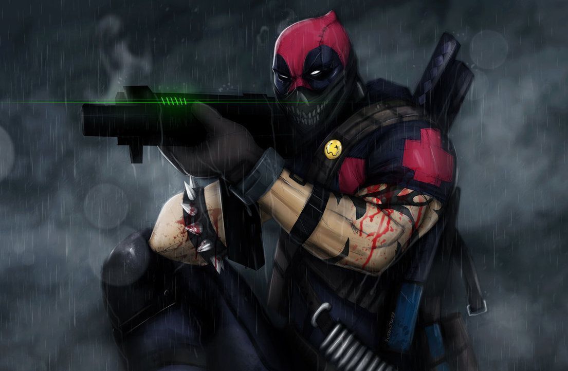 Deadpool con pistola laser, 1105x722 HD, Laptop