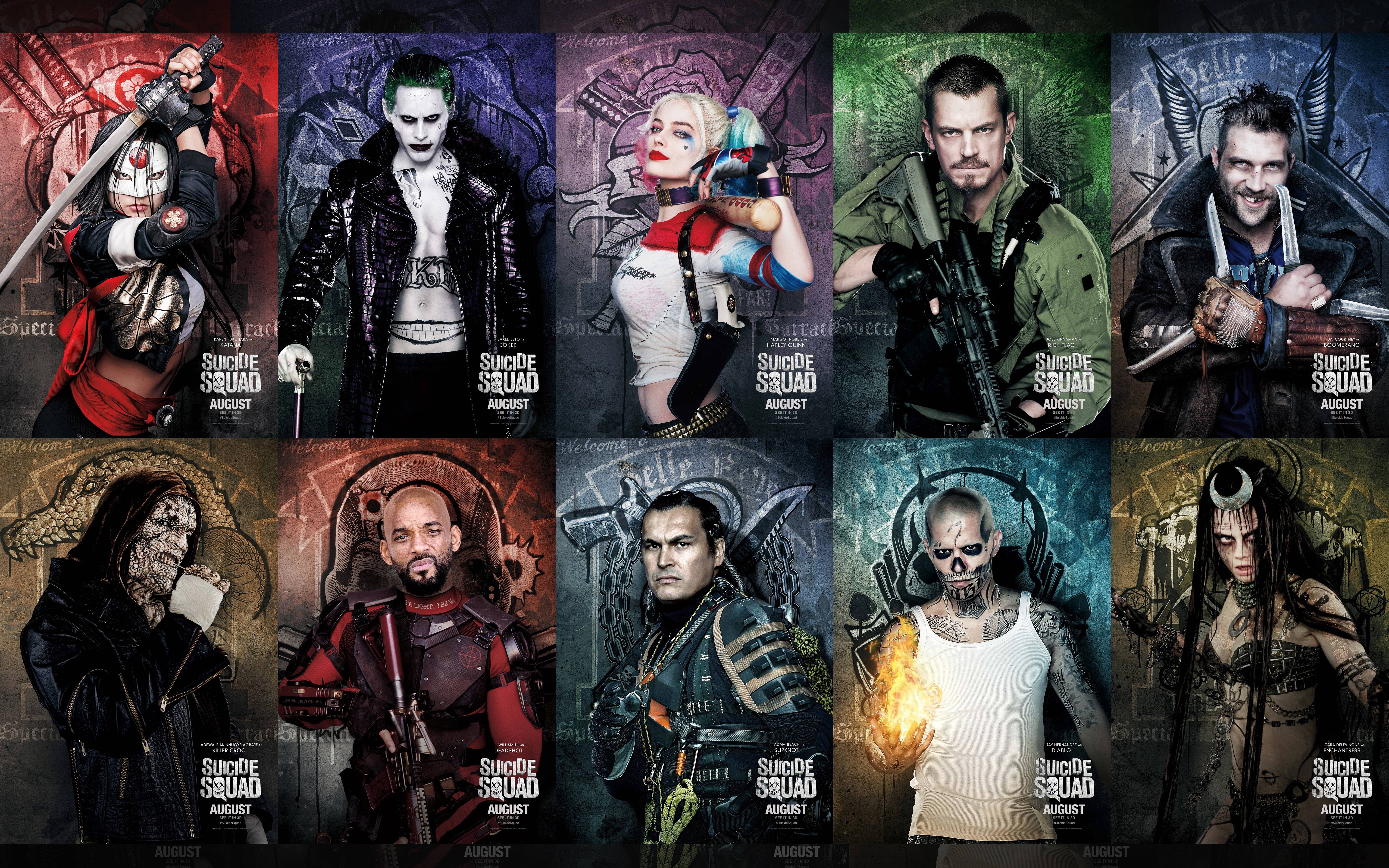 Suicide Squad personaggi poster, 6000x3750 UHD, PC 4K