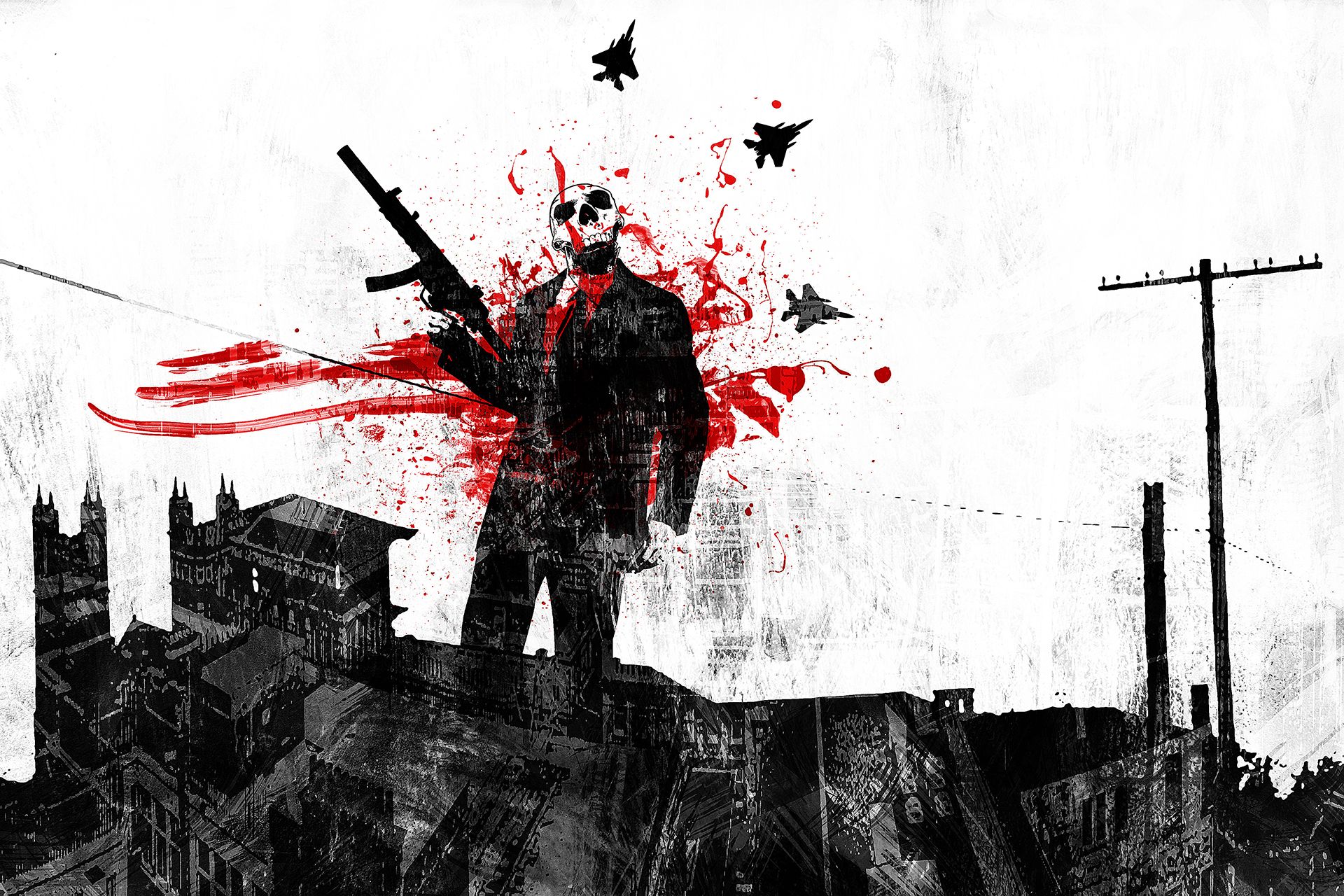 Uomo armato con teschio, sangue, 1920x1280 Full HD+, Desktop