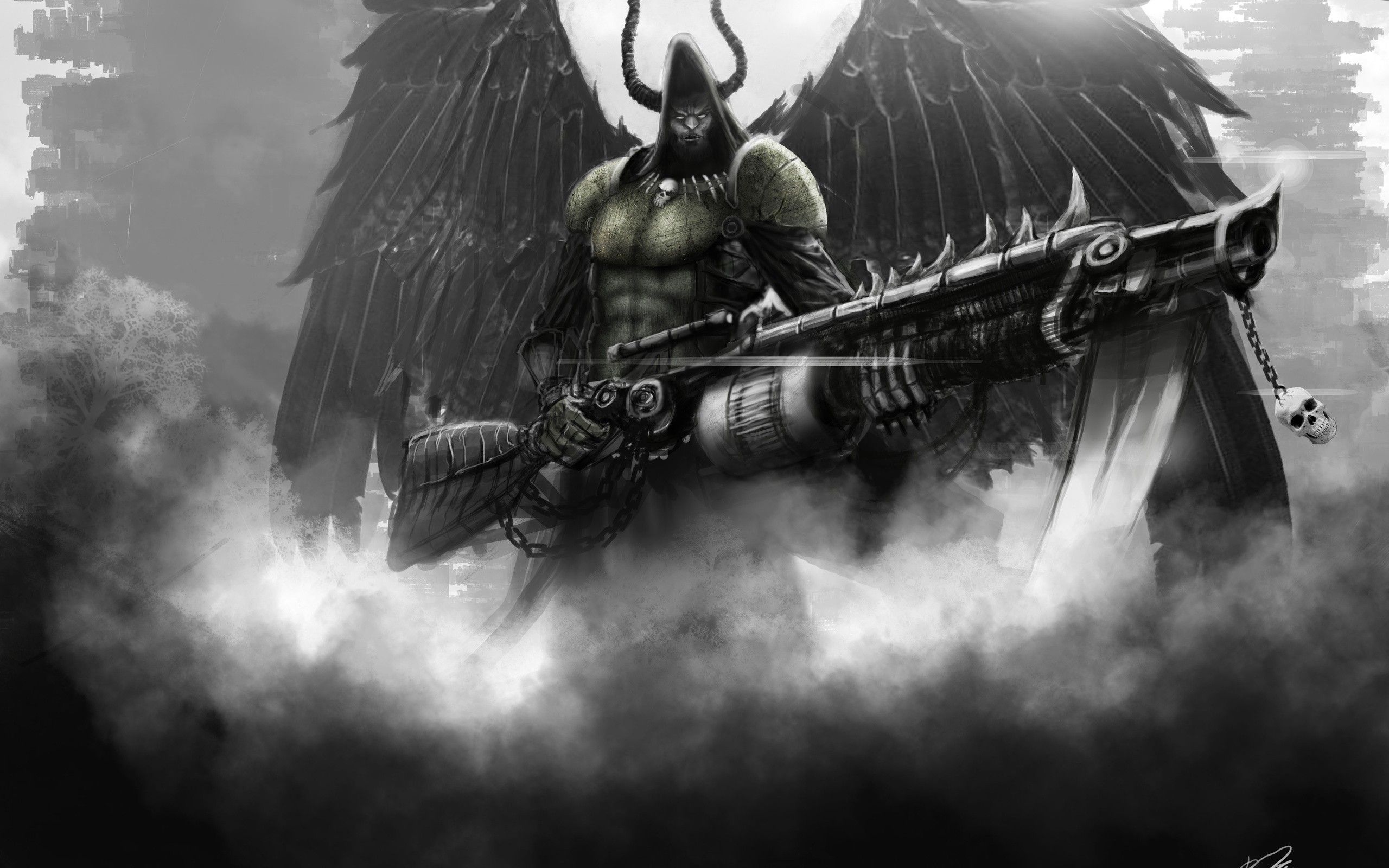 Guerriero alato con arma, 2560x1600 WQXGA, Desktop