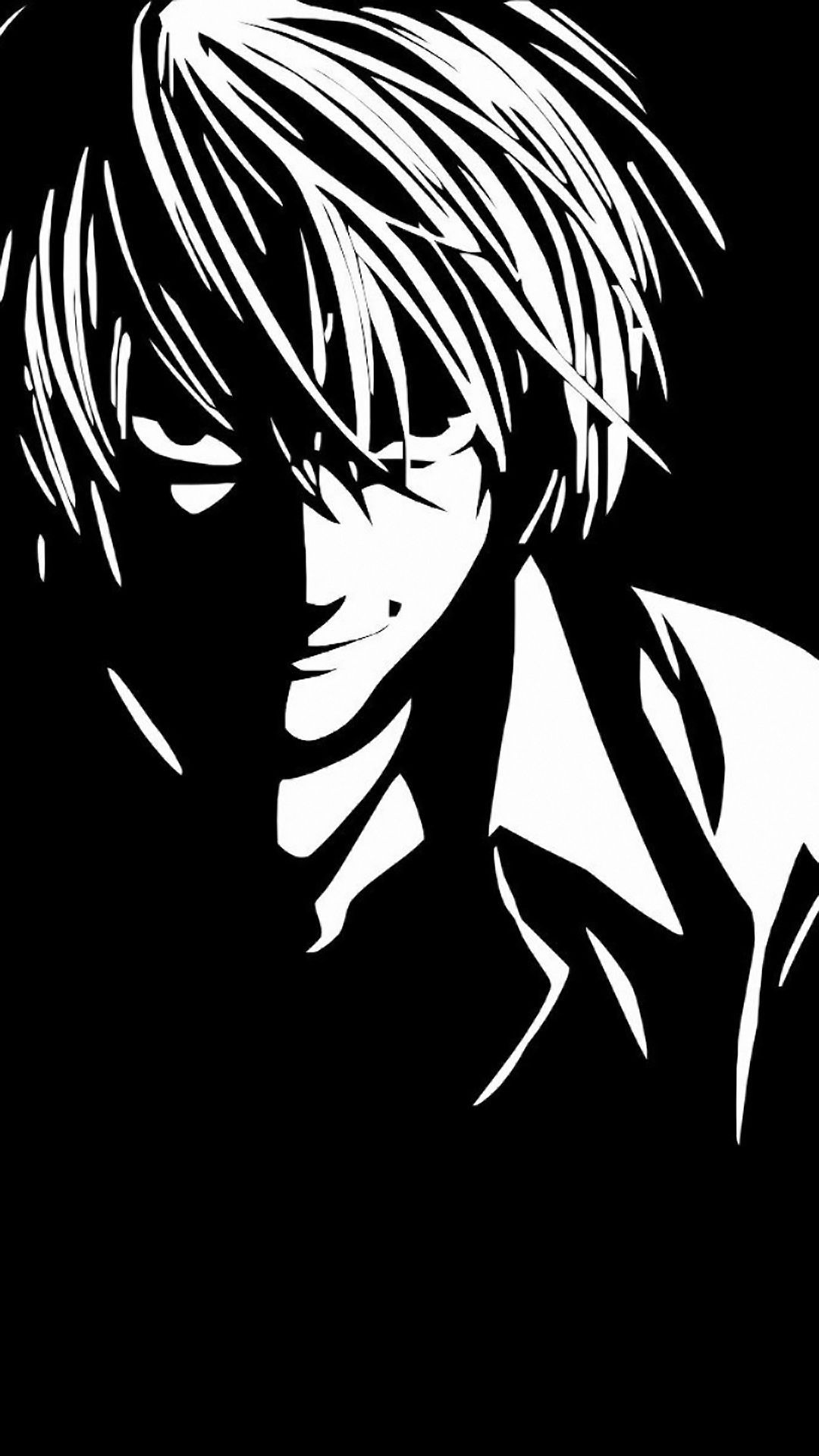 Light Yagami Death Note bianco nero, 1080x1920 Full HD Verticale, Smartphone