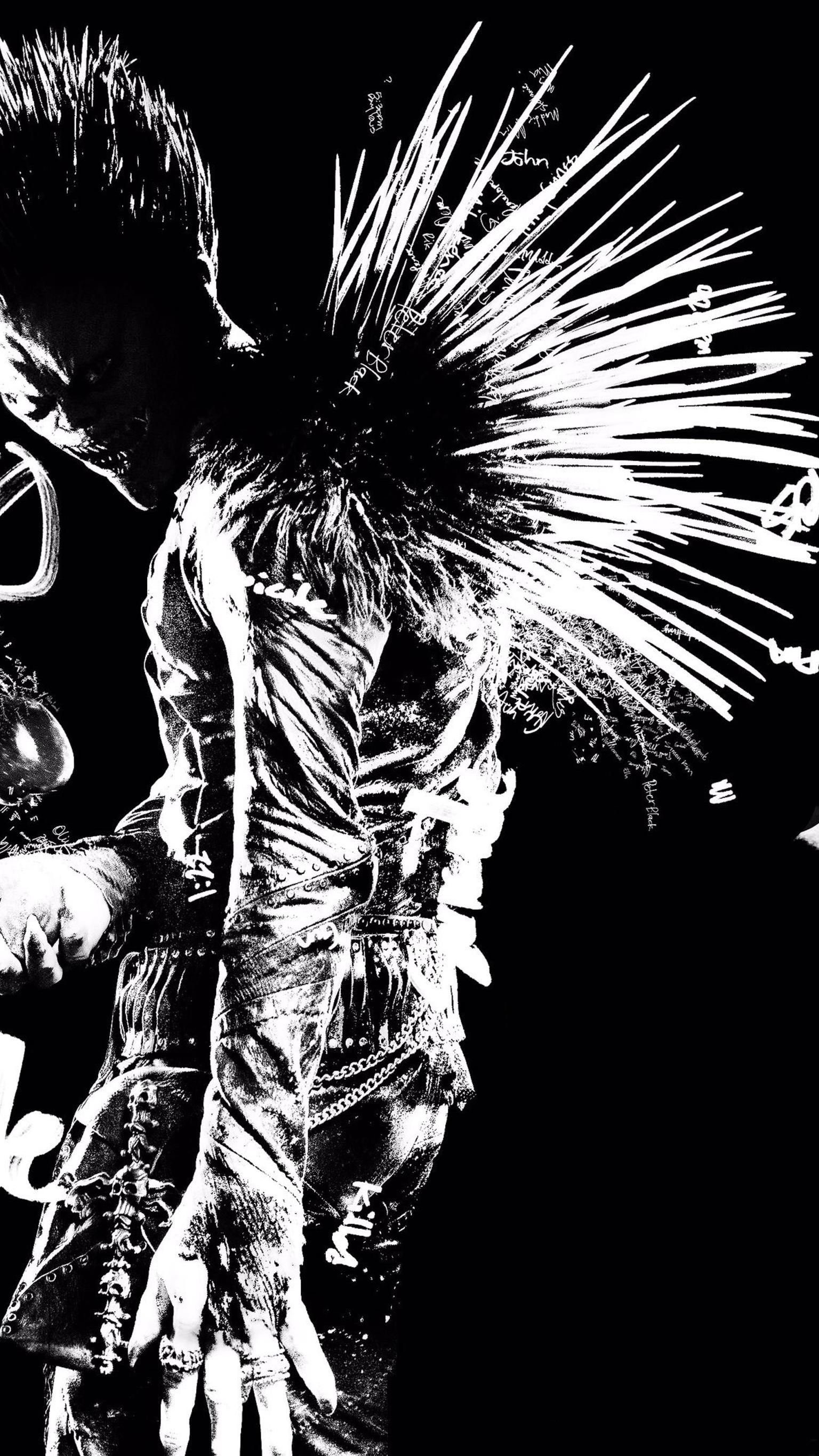 Ryuk Death Note bianco nero, 1536x2732 Verticale, Mobile