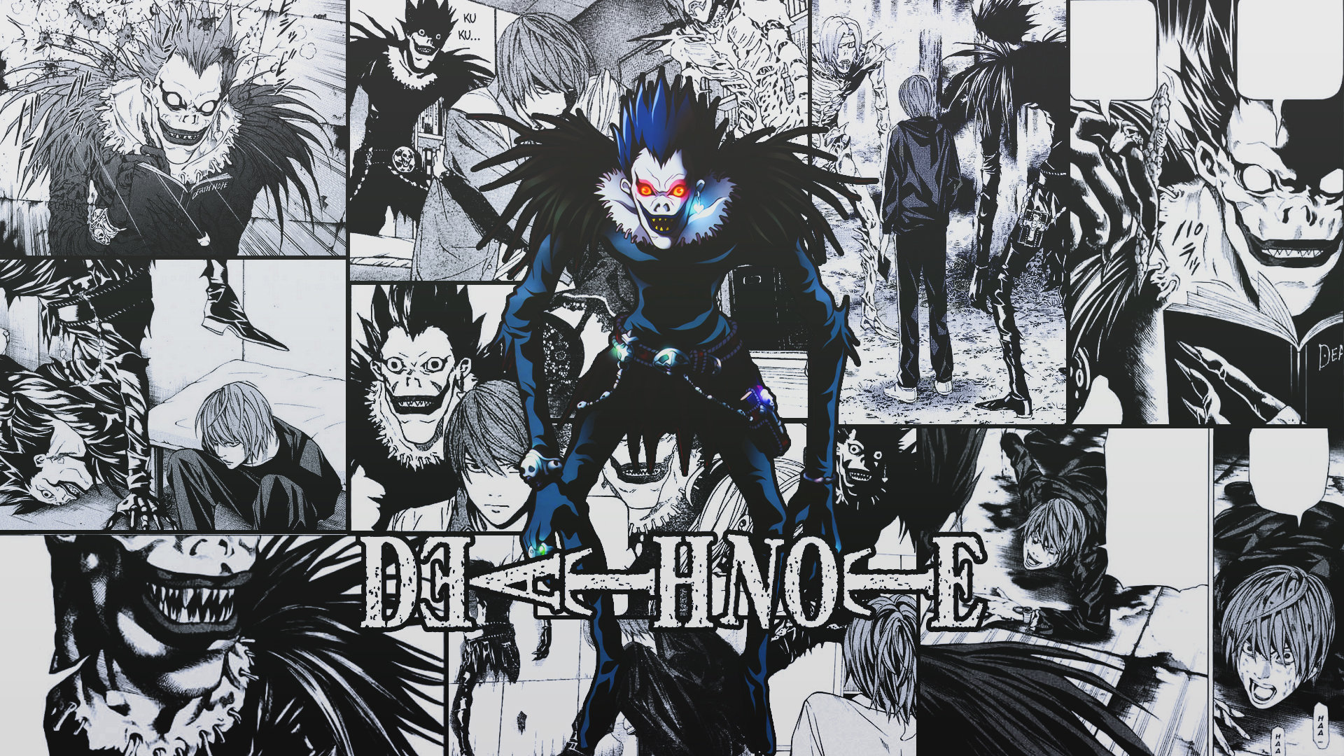Death Note manga collage Ryuk, 1920x1080 Full HD 1080p, PC