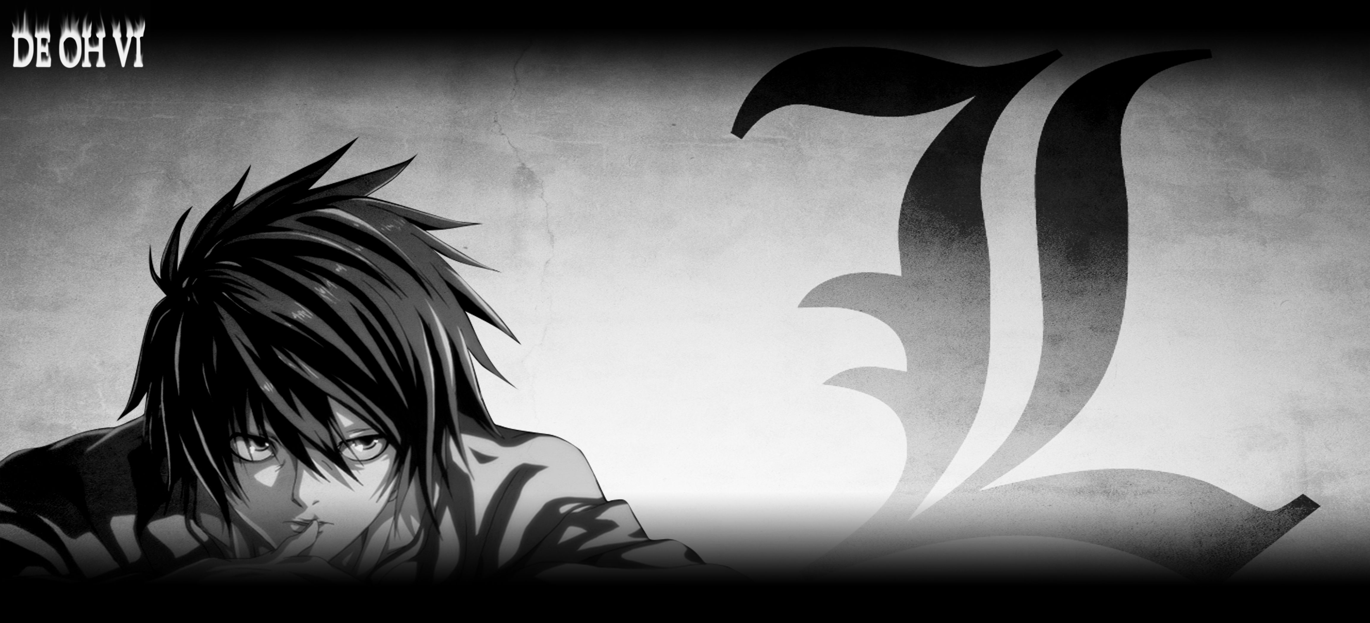 L Lawliet Death Note bianco nero, 4613x2097 4K Ultra HD, Monitor 4K