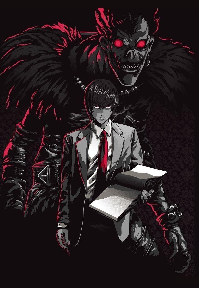 Light Yagami e Ryuk, Death Note, anime, 828x1196 Verticale, Mobile