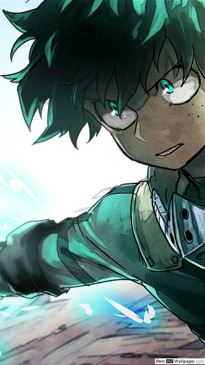 Deku My Hero Academia costume verde, anime shonen, 720x1280 Verticale, Telefono